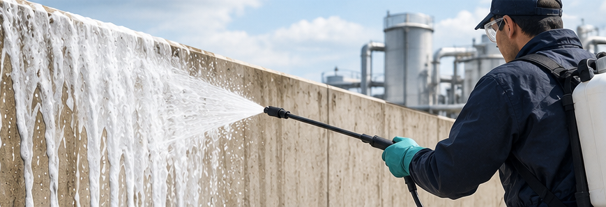 Professional chemical cleaning services for removing stubborn dirt, stains, coatings and contaminants from industrial and commercial surfaces.